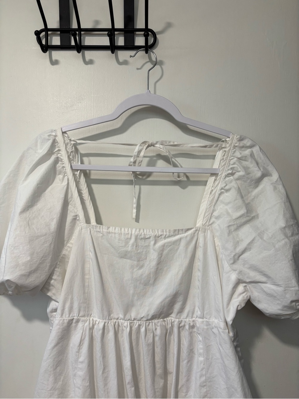 Draper James Magnolia White Cotton Puff Sleeve Smocked Babydoll Mini Dress Sz L - Picture 4 of 10